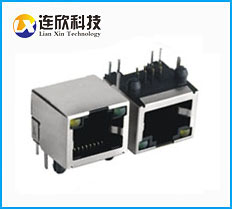 RJ45網(wǎng)絡接口 RJ45連接器插座母座90度插板式長16MM帶LED燈